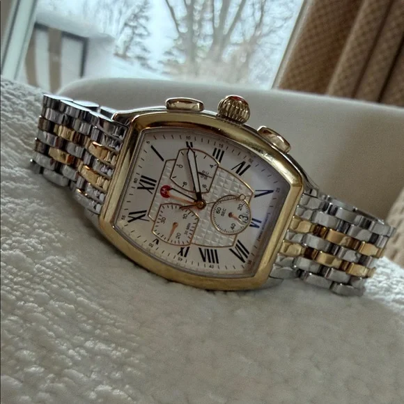 Michele Releve Two Tone Stainless and 18k Watch